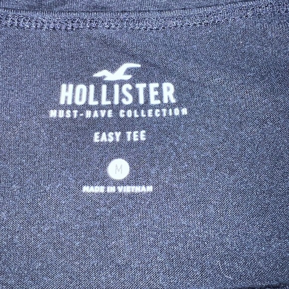 Hollister Womens Navy Blue‎ Red White Stripe V Neck Easy Tee Shirt Size M Logo - Picture 2 of 10
